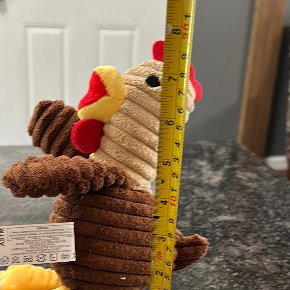 Prime Pets Plush Rowdy Rooster Squeaky Dog Toy Brown, Red & Yellow NWT 8” x 6